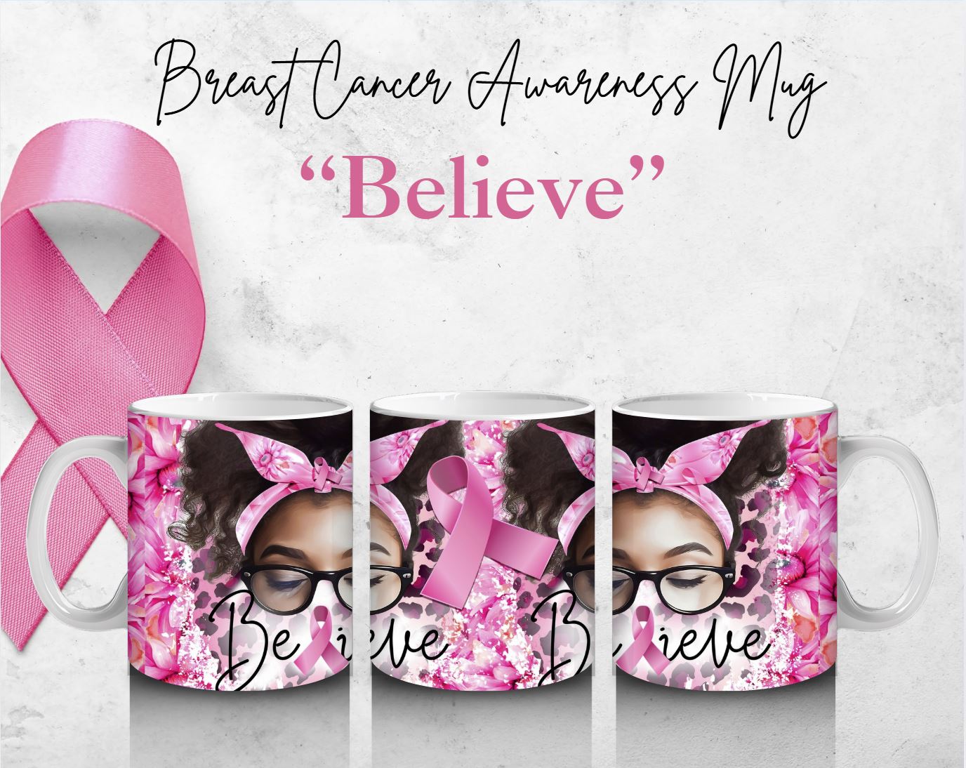 Believe Tshirt- Black (Breast Cancer Awareness)