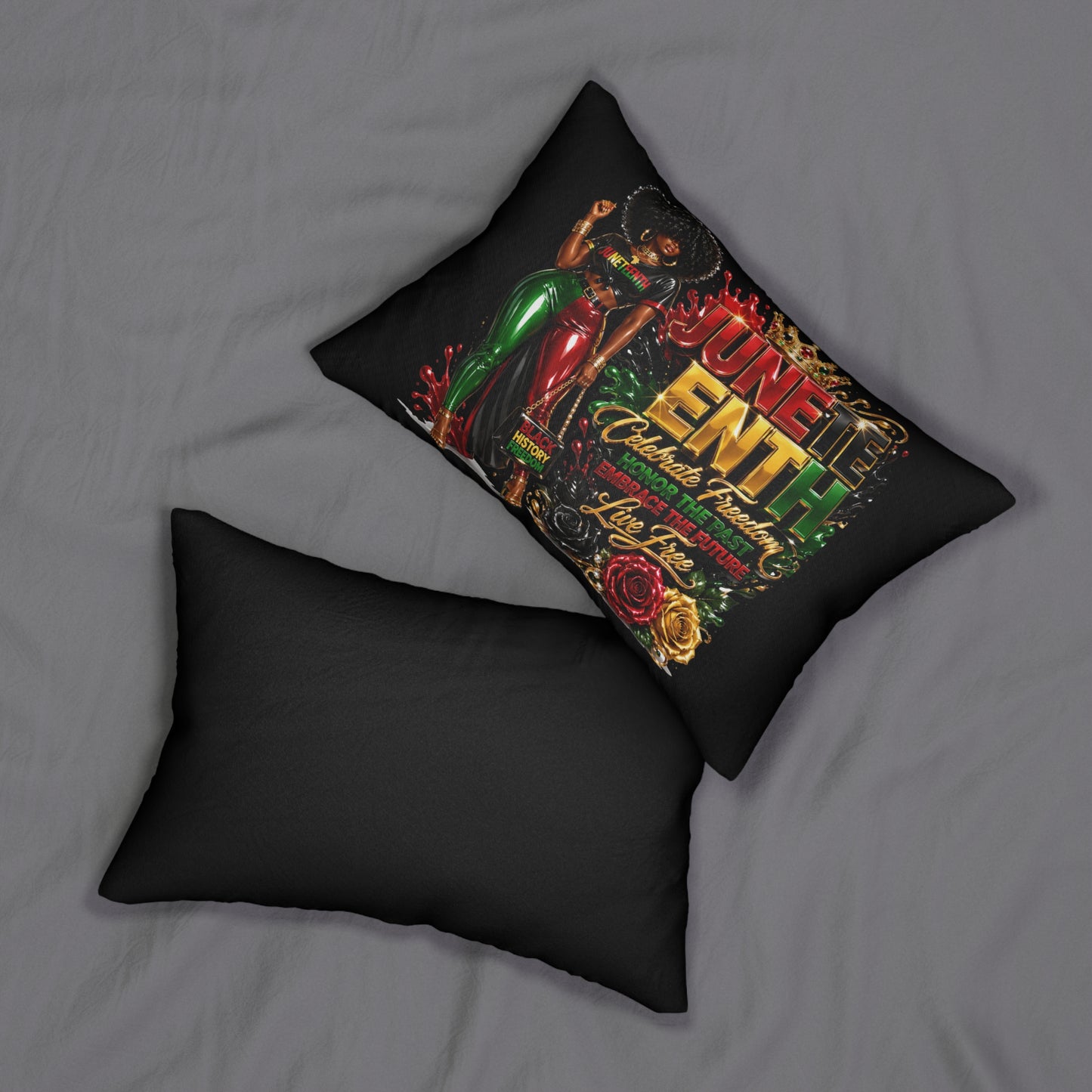 Juneteenth Celebrate Freedom Lumbar Pillow — Black History Tribute Accent Pillow