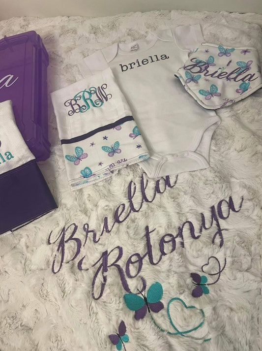 Pretty Flutters Baby Girl Blanket and Accessories Set (with storage case)