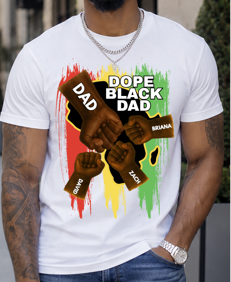 Happy Dope Black Dad Personalized Father's Day Tshirt & Gift Box Bundle