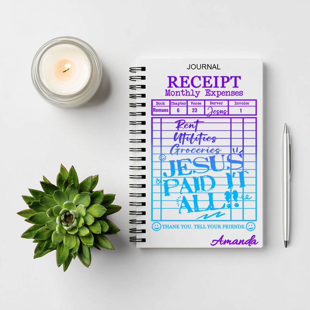 Jesus Paid It All – Faith Receipt Journal (Purple & Turquoise Edition)