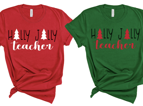 Holly Jolly Teachers Christmas Tshirts