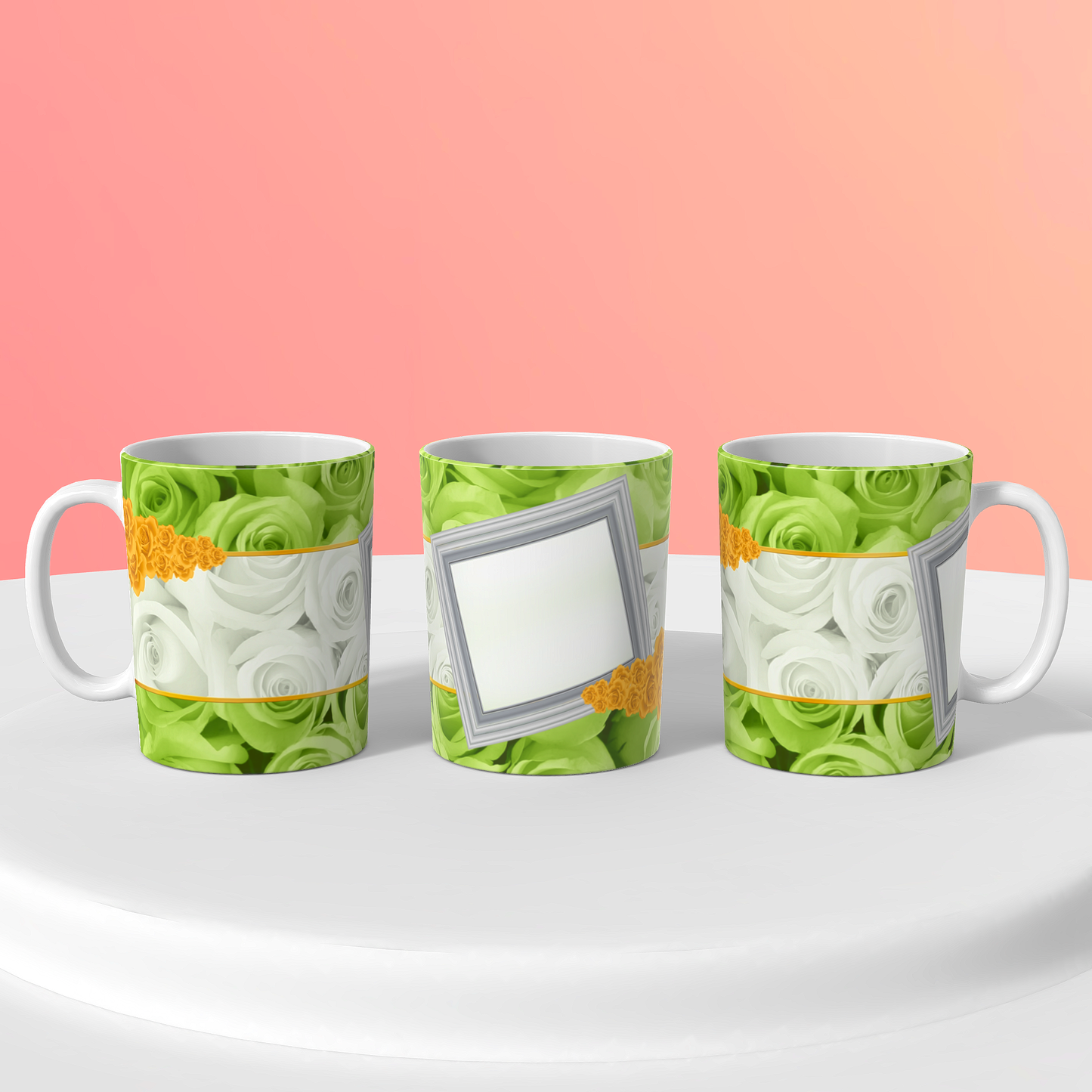 Custom Floral Photo Mugs