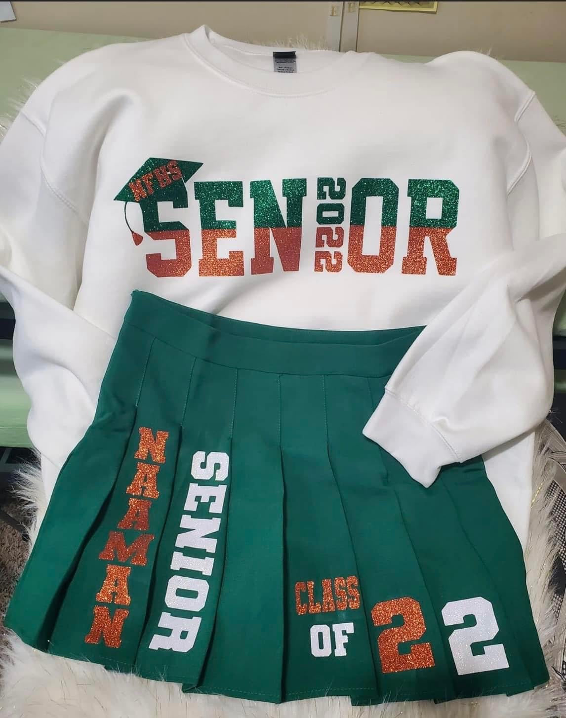 Custom “2 Color Toned” Styled Senior Sweat Shirt & Skirt Outfit