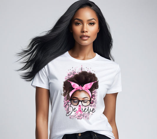 Believe Tshirt- Black (Breast Cancer Awareness)
