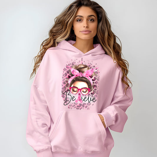 Believe Hoodie- Blonde (Breast Cancer Awareness)