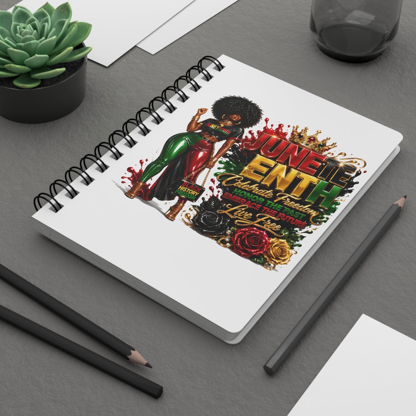 Live Free Juneteenth Journal — 'Celebrate Freedom, Honor the Past' Spiral Notebook