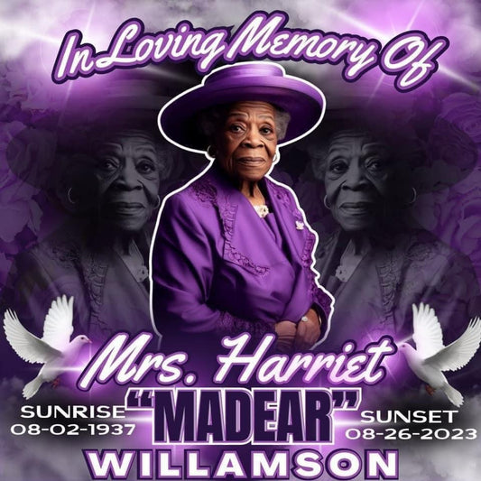 Single Purple Memorial Editable Design- DIGITAL (for Canva)