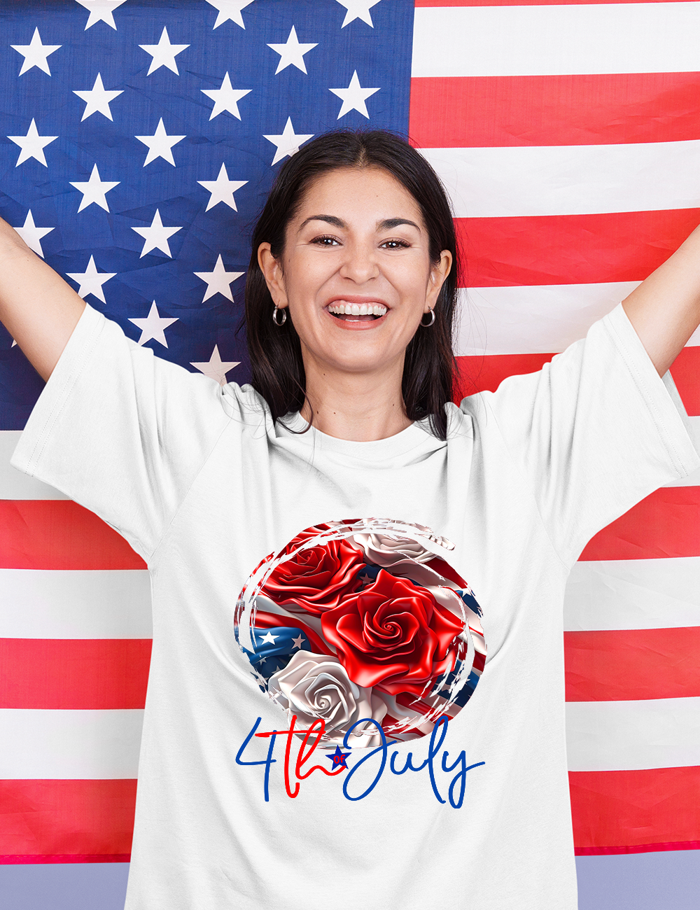 4th Of July Rose Flag Tshirts