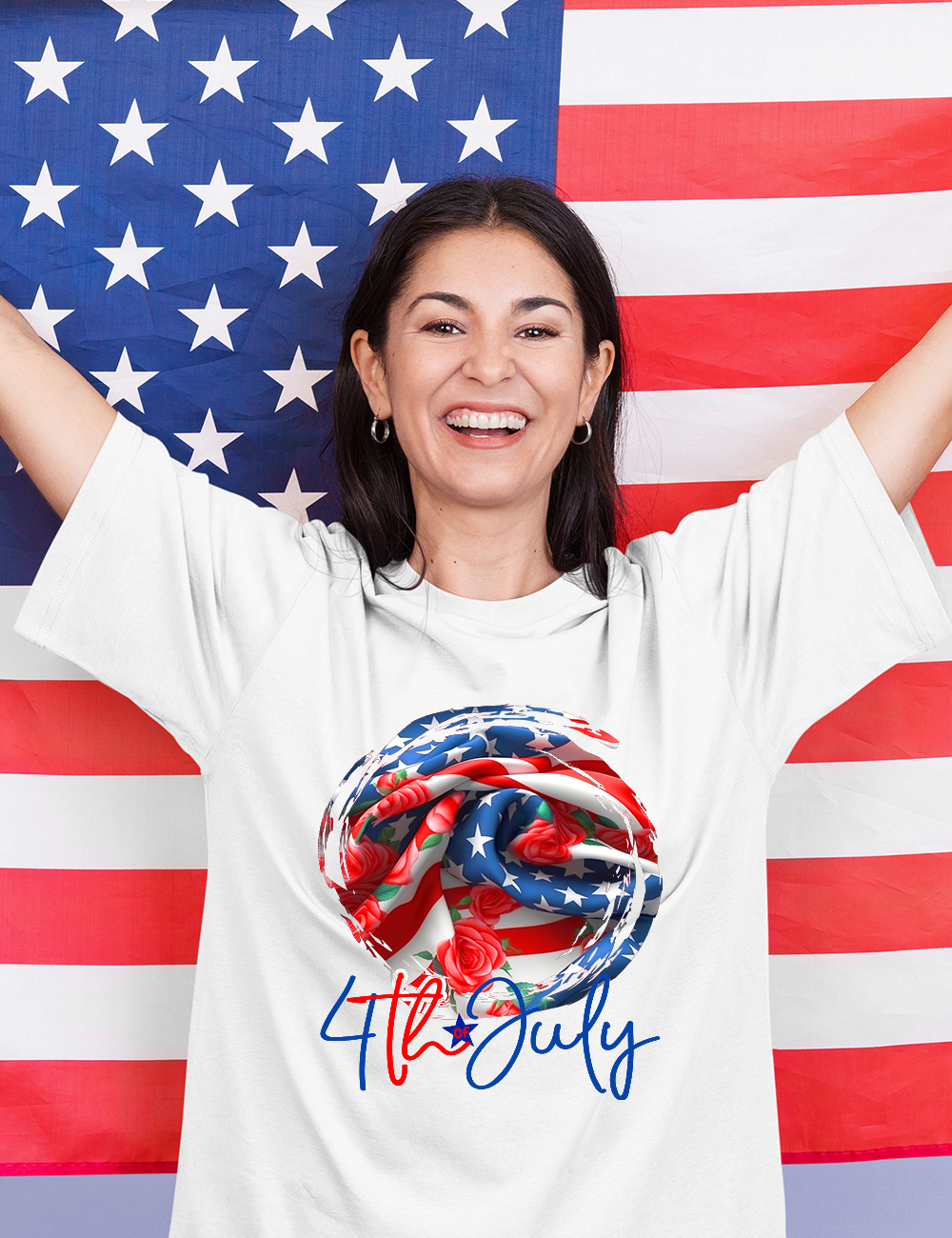 4th Of July Rose Flag Tshirts