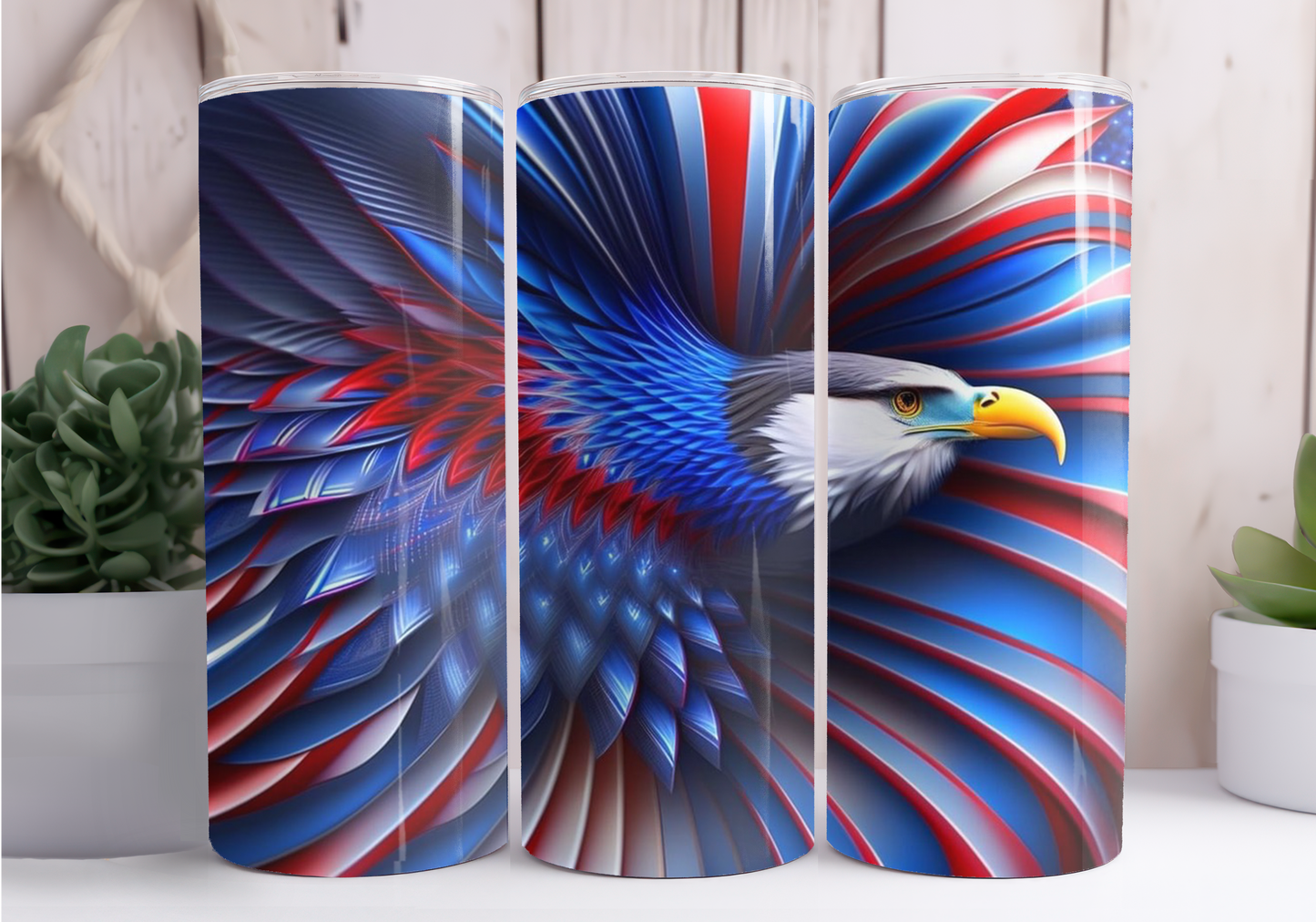 4th Of July 3D Eagle Tumbler