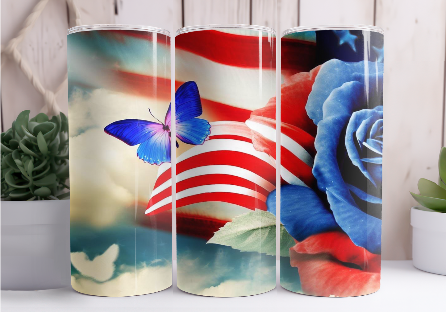 4th Of July Butterfly Tumblers