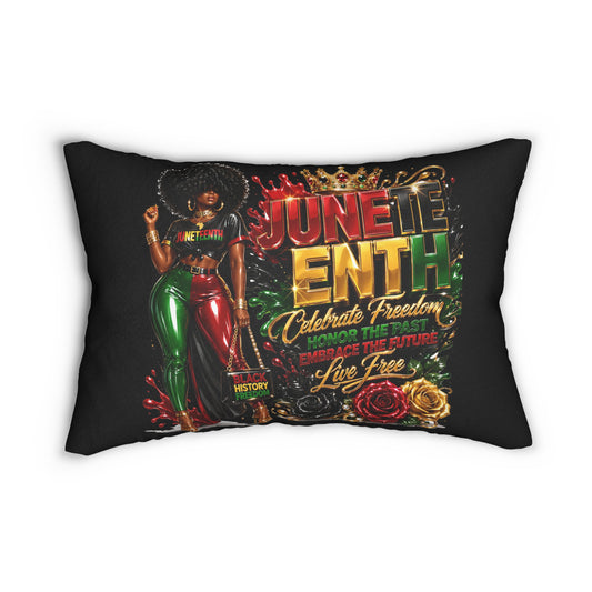 Juneteenth Celebrate Freedom Lumbar Pillow — Black History Tribute Accent Pillow