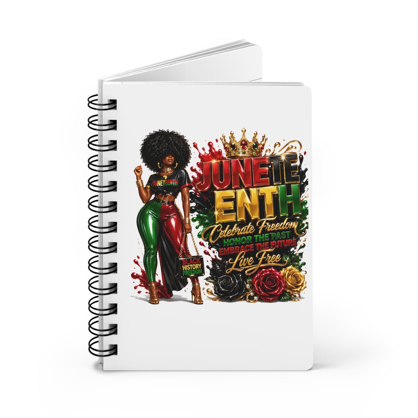 Live Free Juneteenth Journal — 'Celebrate Freedom, Honor the Past' Spiral Notebook
