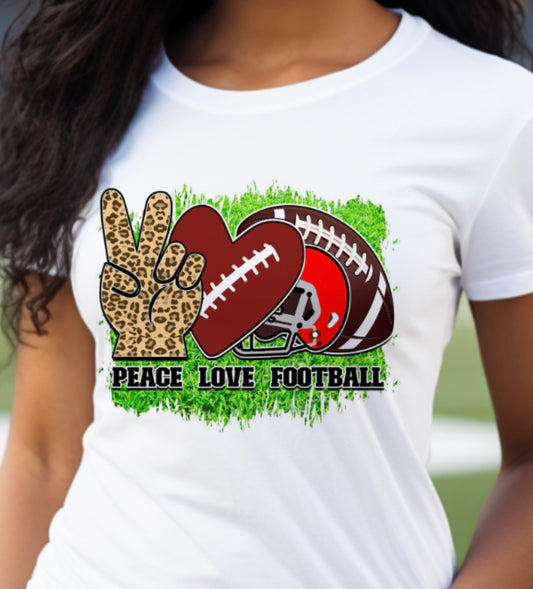 “Peace, Love, Football”  Breast Cancer Awareness Tshirt