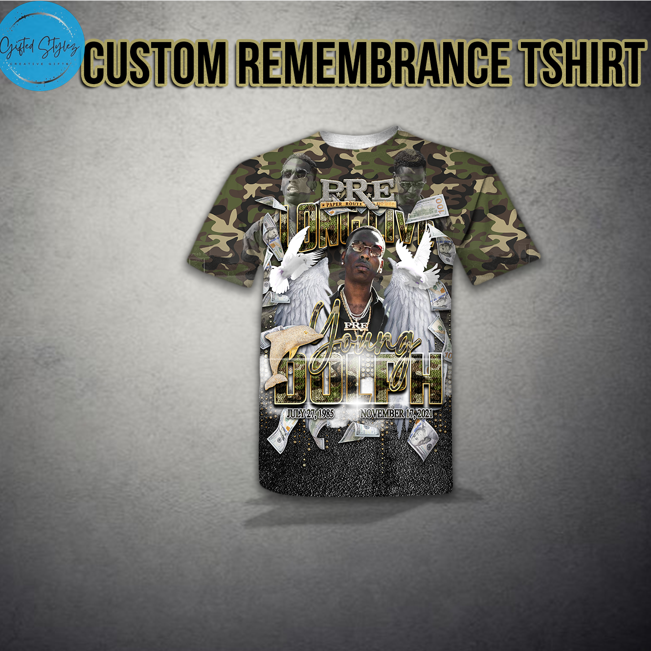 Custom Army Styled All Over Remembrance Tshirt