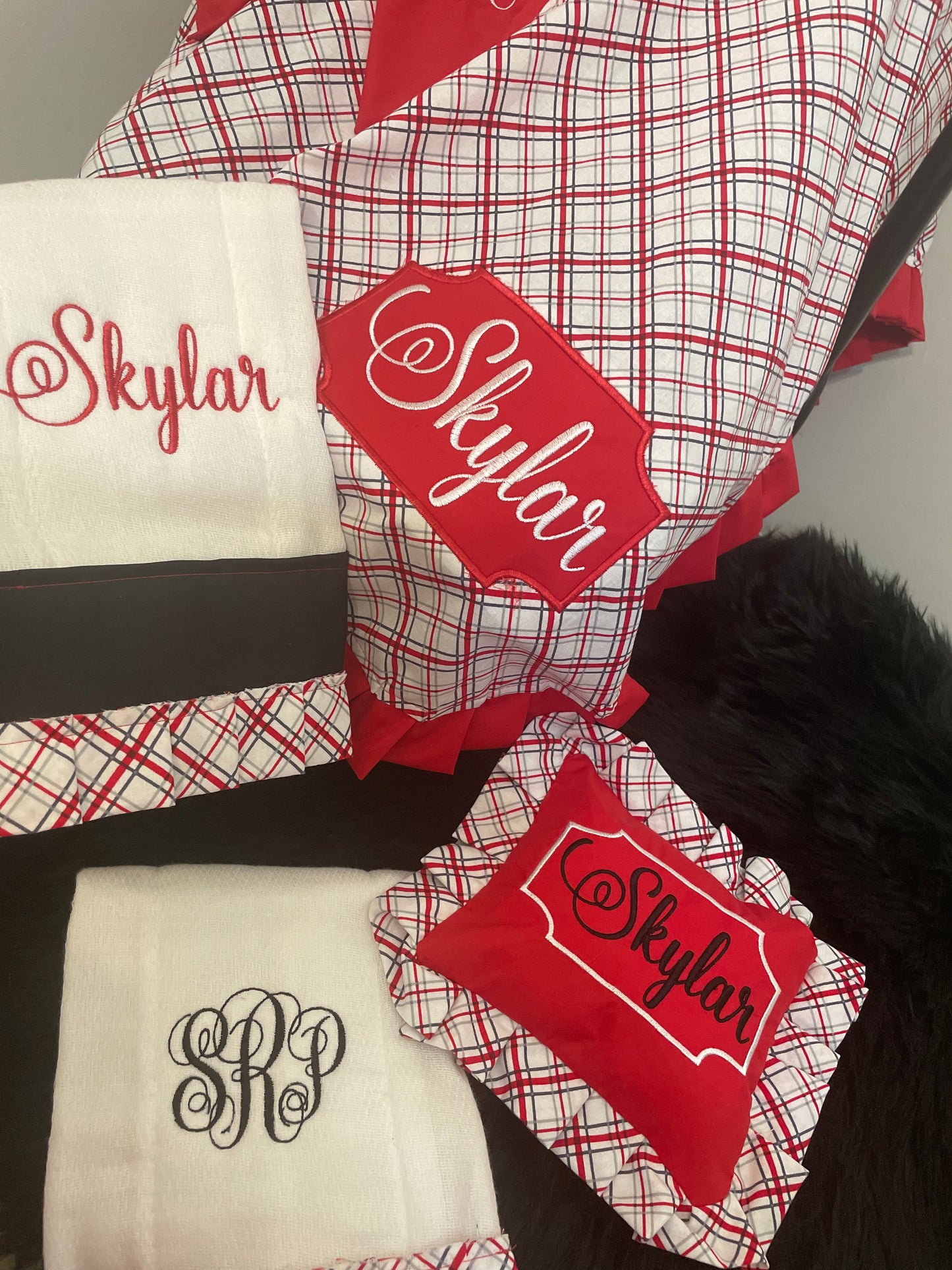 Personalized Baby Car Seat Cover, Pillow & Burp Cloths Set