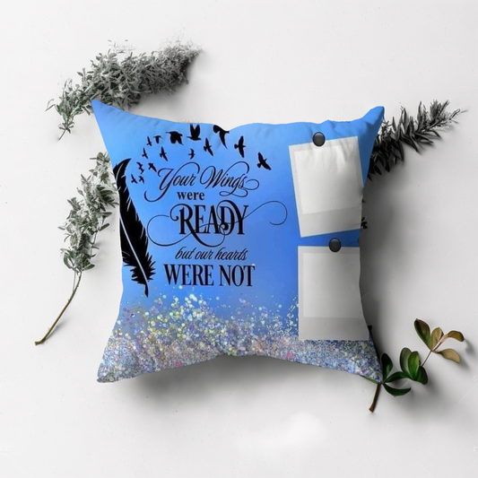 Blue Glitter Custom Memorial Pillow