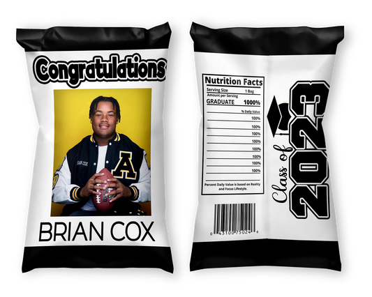 "Congrats Graduate" Custom Party Chips (1 Dozen minimum)