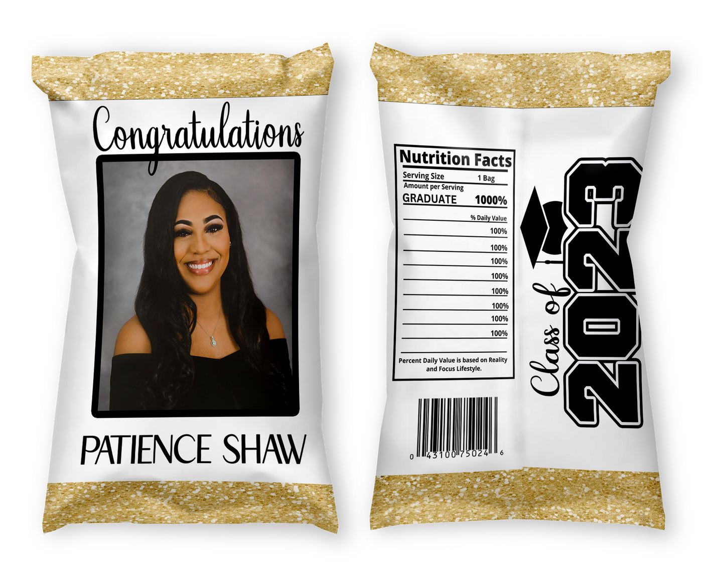 A Dozen Custom "Grad Portrait Designed" Party Chips