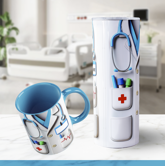 Doctor Scrub Tumbler & Mug, Blue
