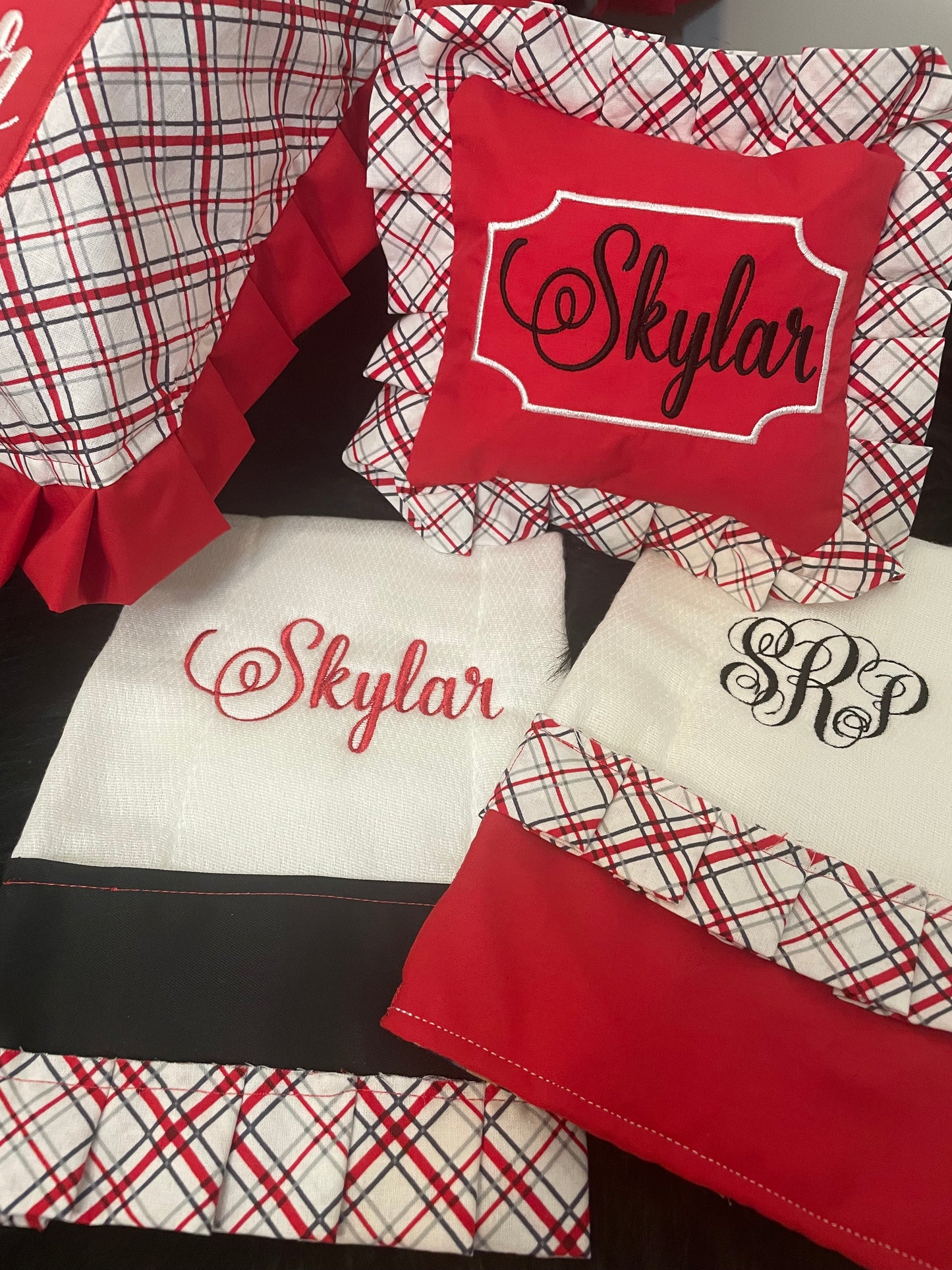 Personalized Baby Car Seat Cover, Pillow & Burp Cloths Set