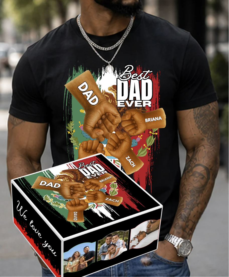 Best Dad Ever Personalized Father's Day Tshirt & Gift Box Bundle