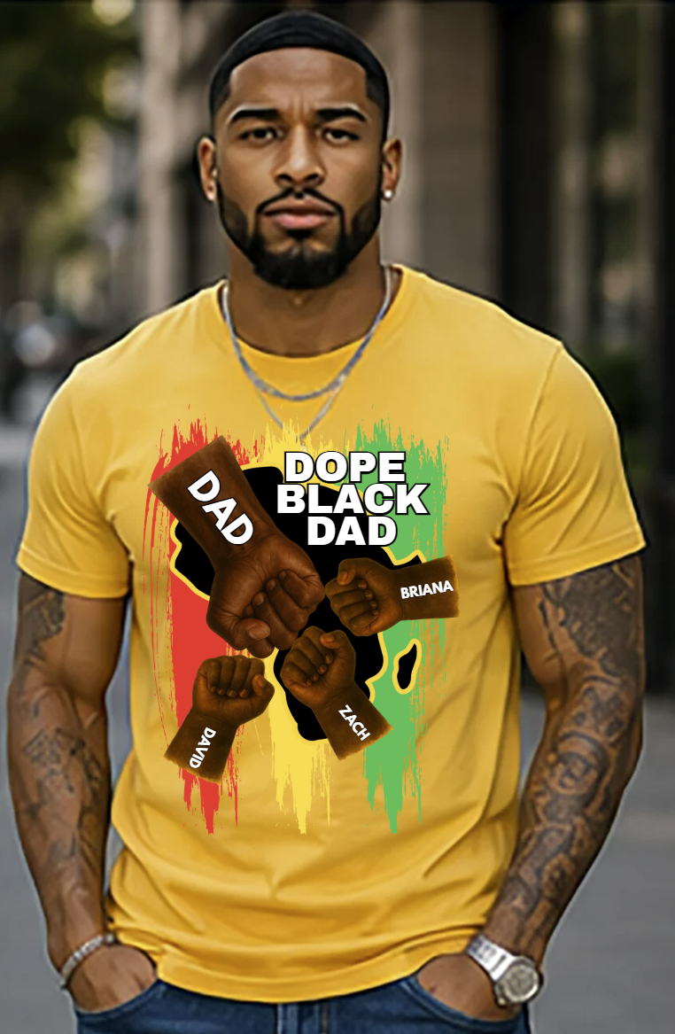 Dope Black Dad 2 Personalized Father's Day Tshirt & Gift Box Bundle