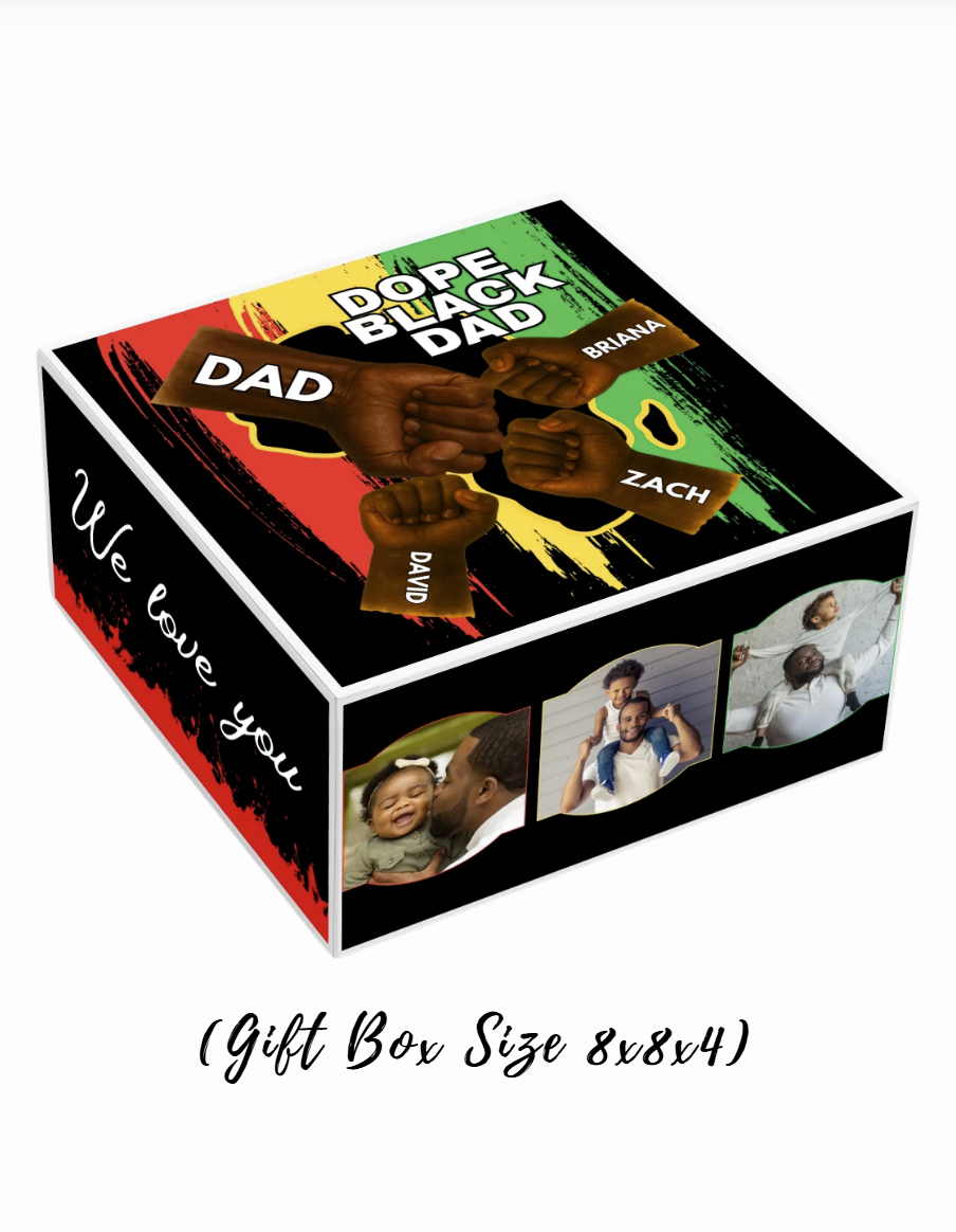Happy Dope Black Dad Personalized Father's Day Tshirt & Gift Box Bundle