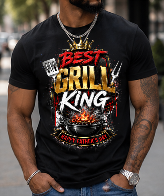 Best Grill King T-Shirt — Funny BBQ Dad Grillmaster Tee