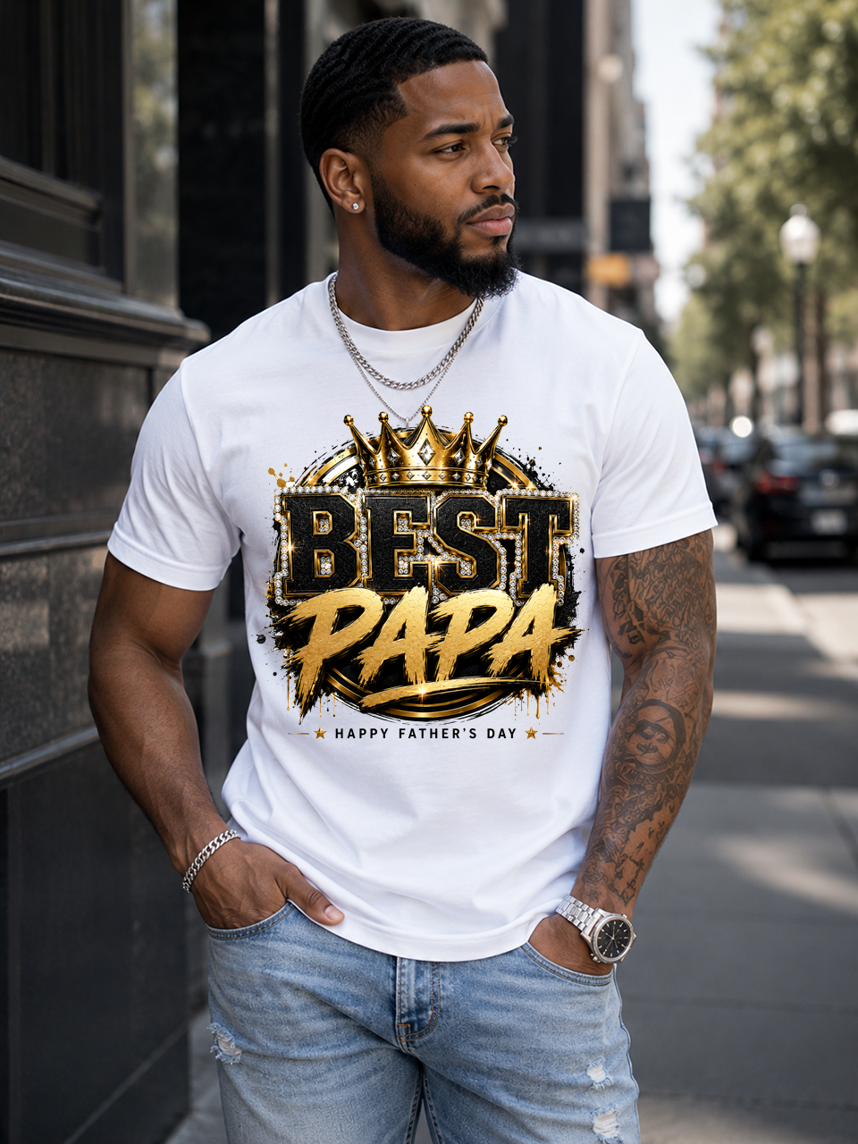 Best Papa T-Shirt — Father's Day Crown Graphic Tee