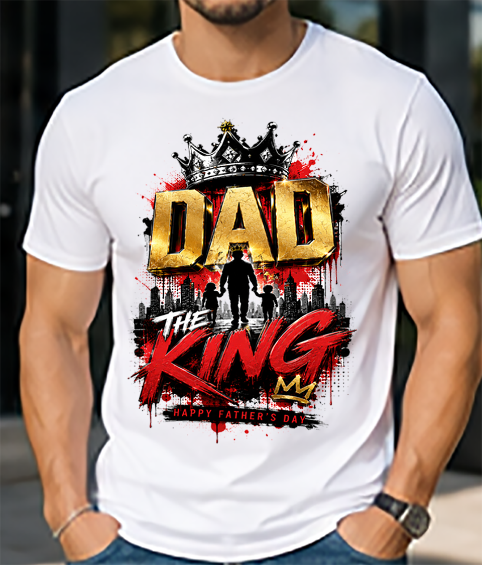 Dad The King T‑Shirt — Father's Day Crown Graphic Tee