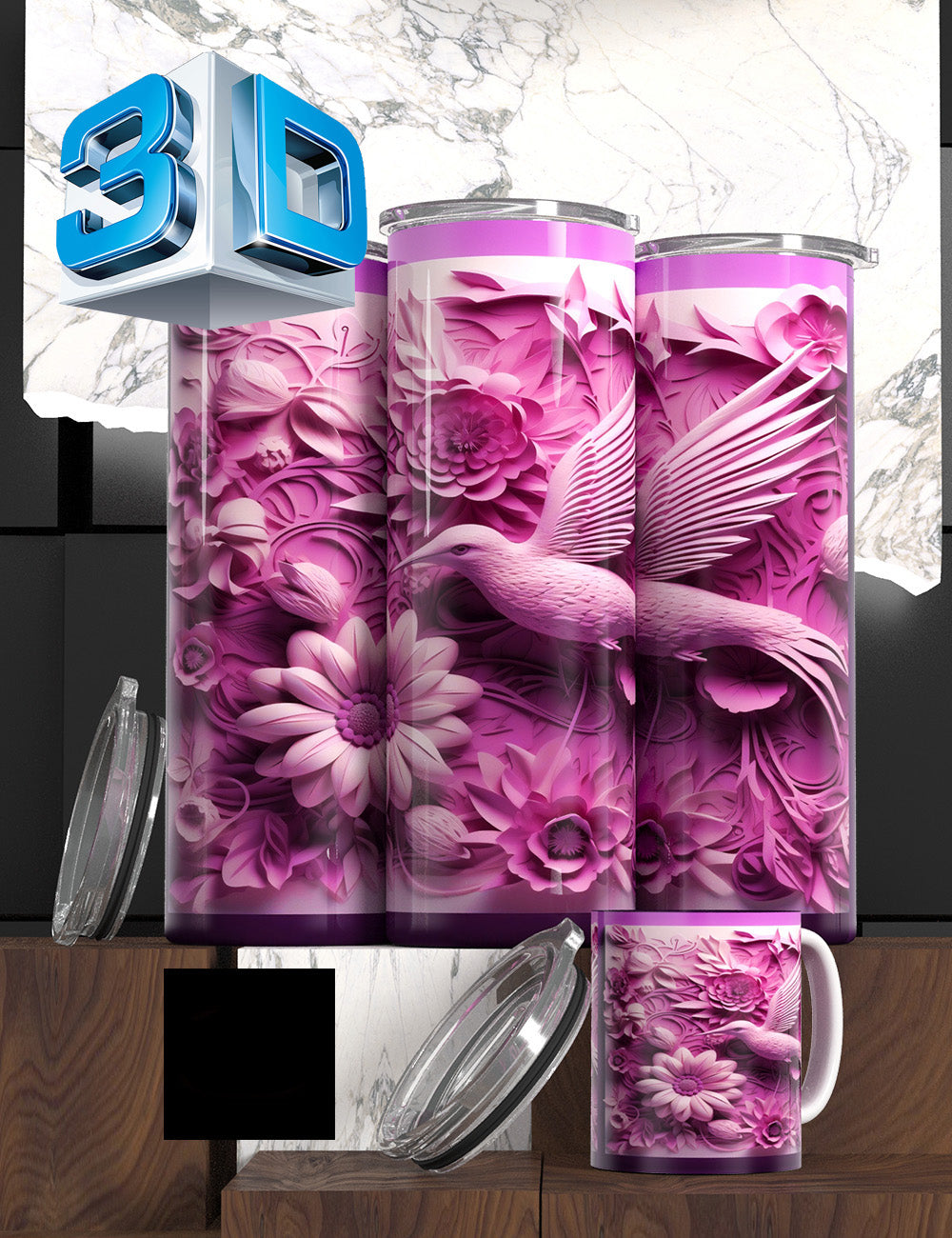 3D Solid Color Tumblers