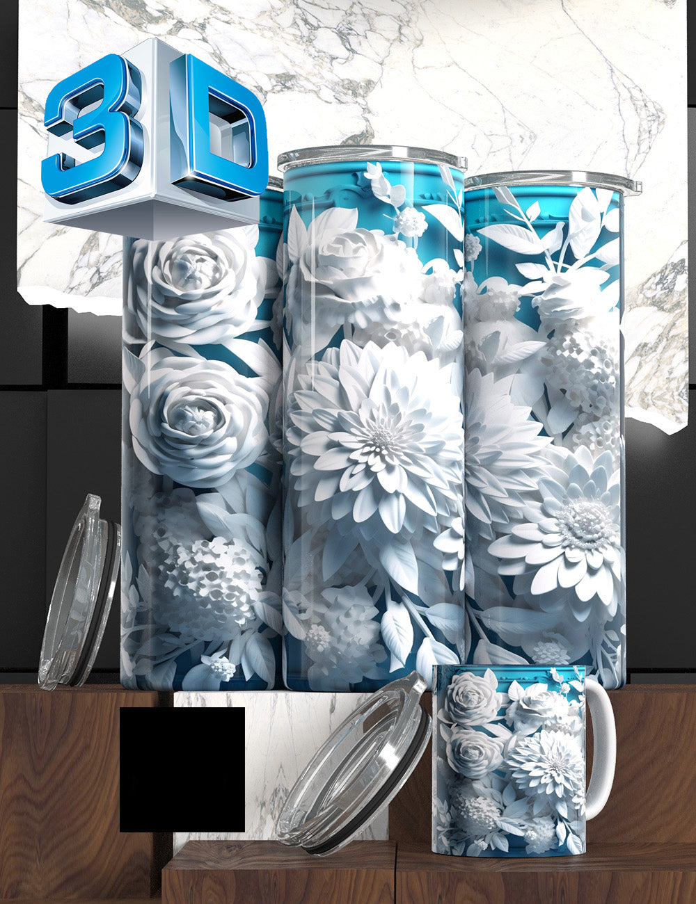 Ombre 3D Floral Tumblers