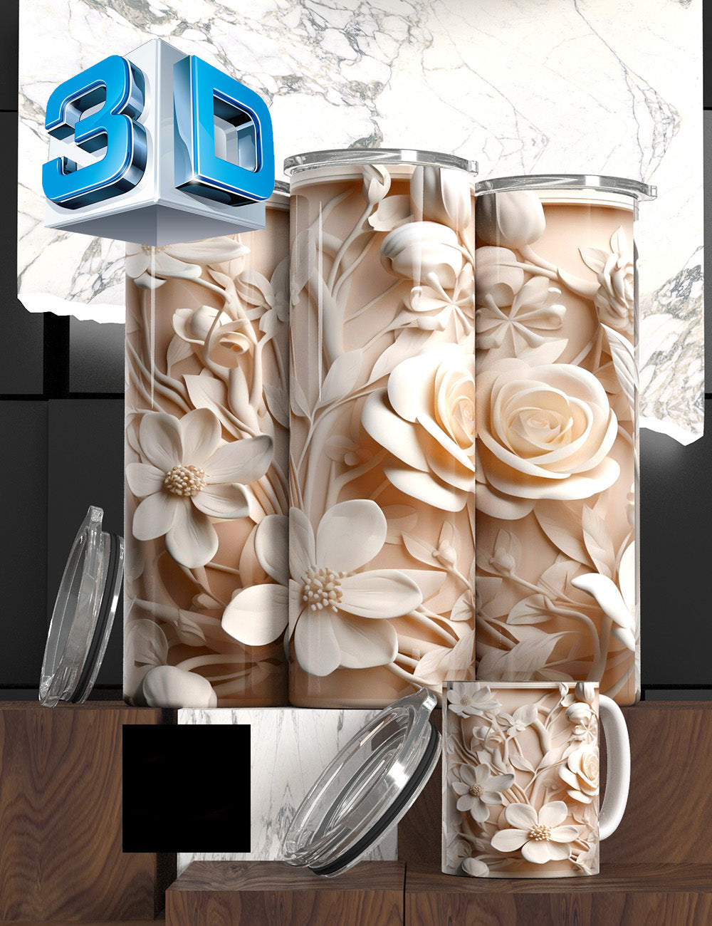 3D Solid Color Tumblers