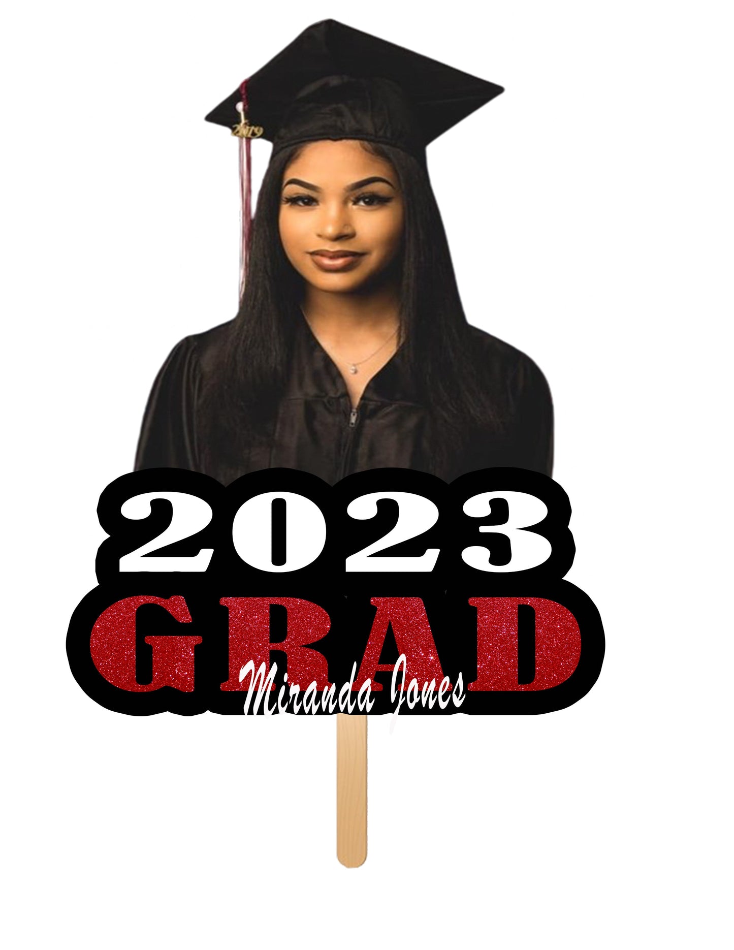 Custom Grad Portrait Glitter Fan