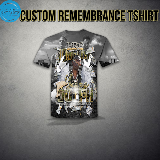 Custom Gray Styled All Over Remembrance Tshirt