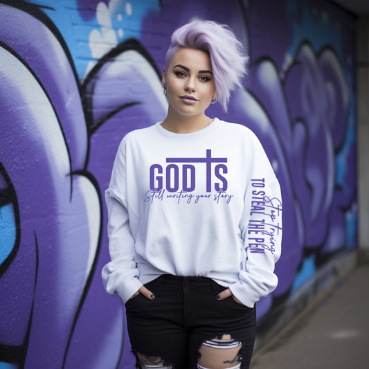 GOD IS — Royal Rewrite Sweatshirt (White with Purple Grace Edition)