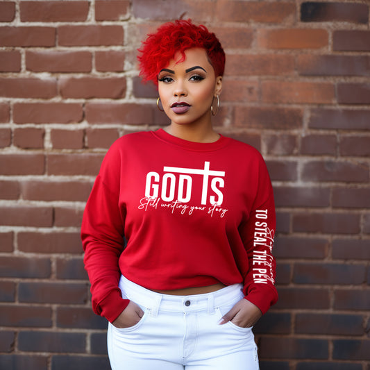GOD IS — Red Hot Righteous Sweatshirt (Fire + Favor Edition)