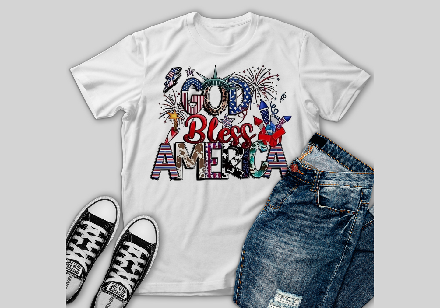 " God Bless America" 4th Of July Tshirt