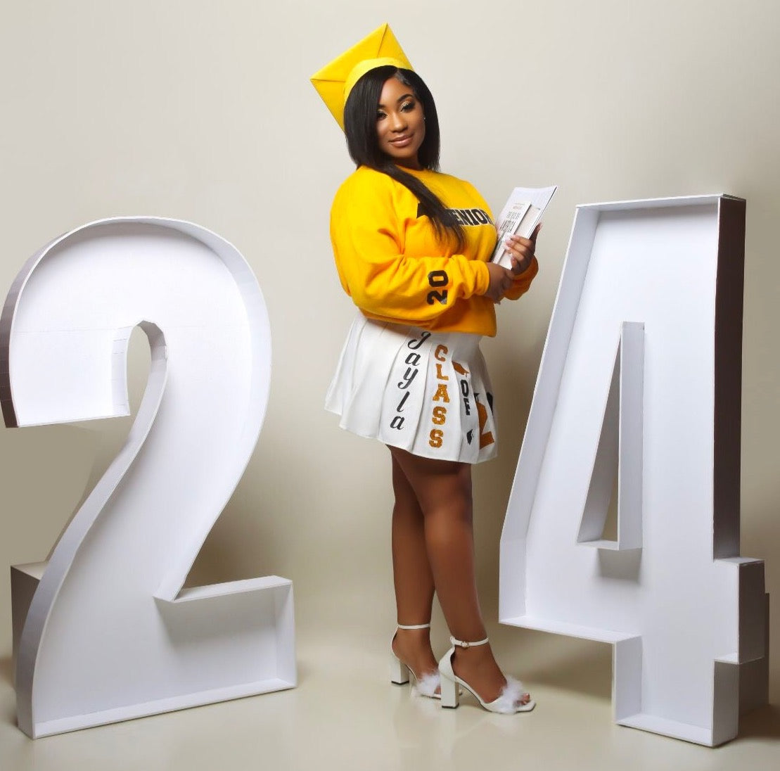 Custom “Senior Cap” Styled Sweat Shirt & Skirt Outfit