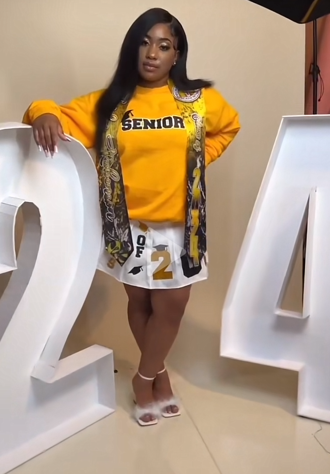 Custom “Senior Cap” Styled Sweat Shirt & Skirt Outfit