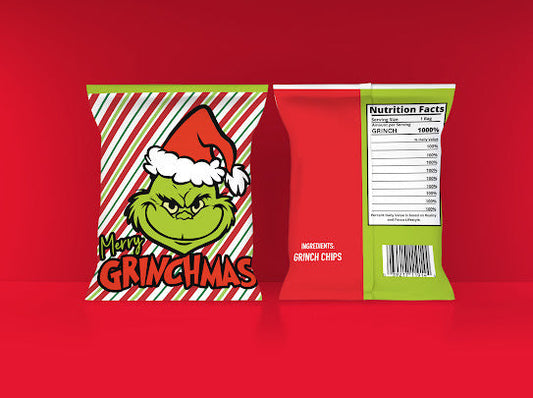 Dozen Strip Styled Grinch Party Chips