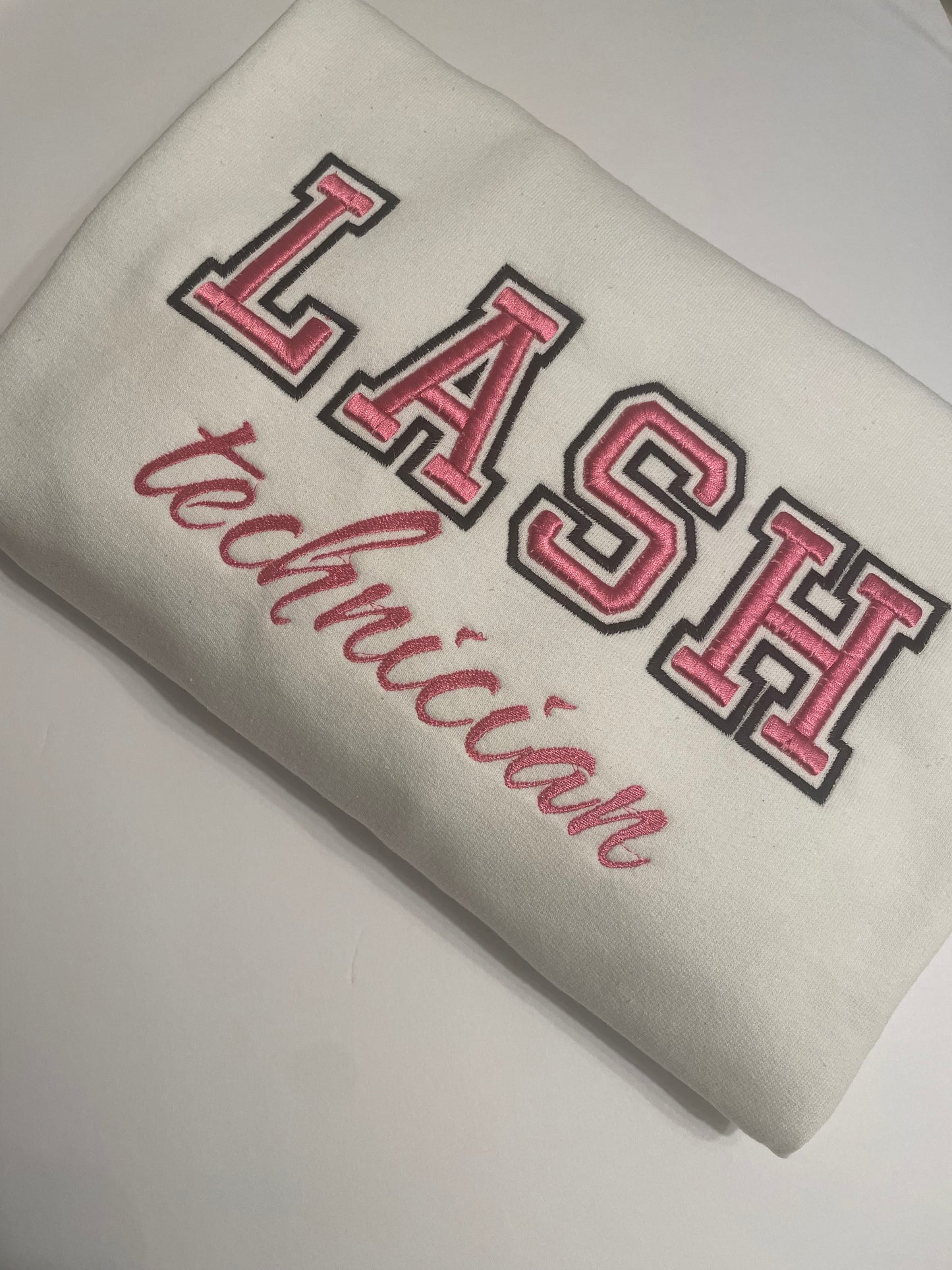 Custom Lash Tech Sweatshirt – Embroidered Eyelash Technician Crewneck – Beauty Boss Apparel