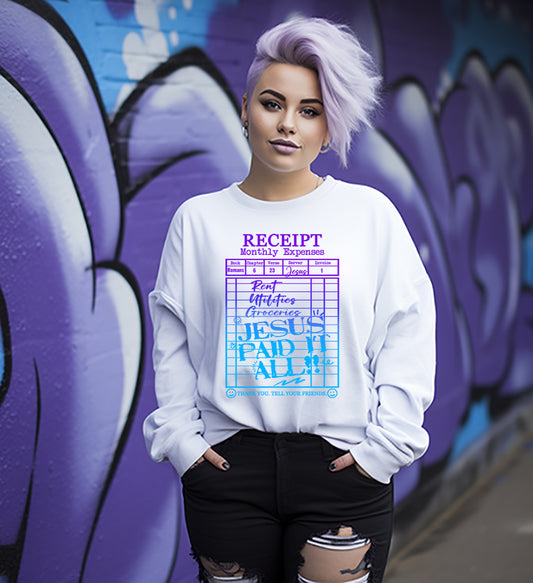 Faith Receipt Hoodie – Jesus Paid it All Peaceful Provision Design