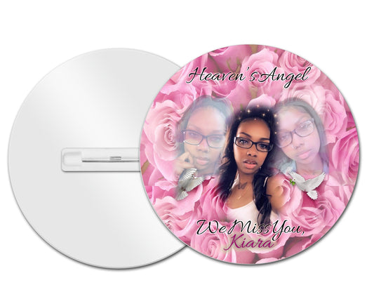 Custom Heaven's Angel Memorial Button Pin