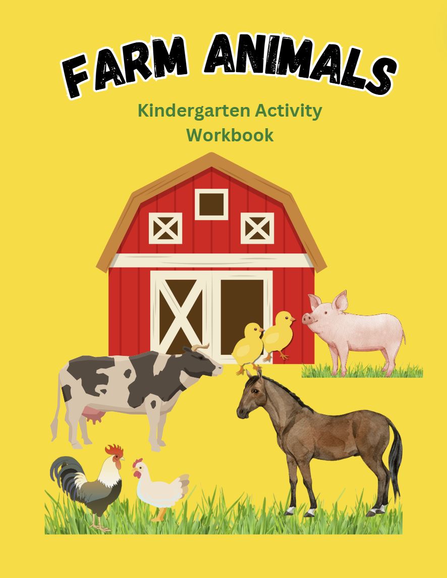 Farm Animals Kindergarten Activity Workbook