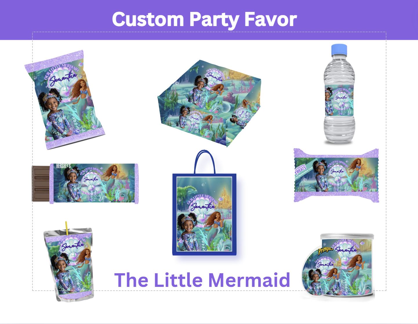 Sea Girl 2 Editable,  Party Favor Template (DIGITAL)