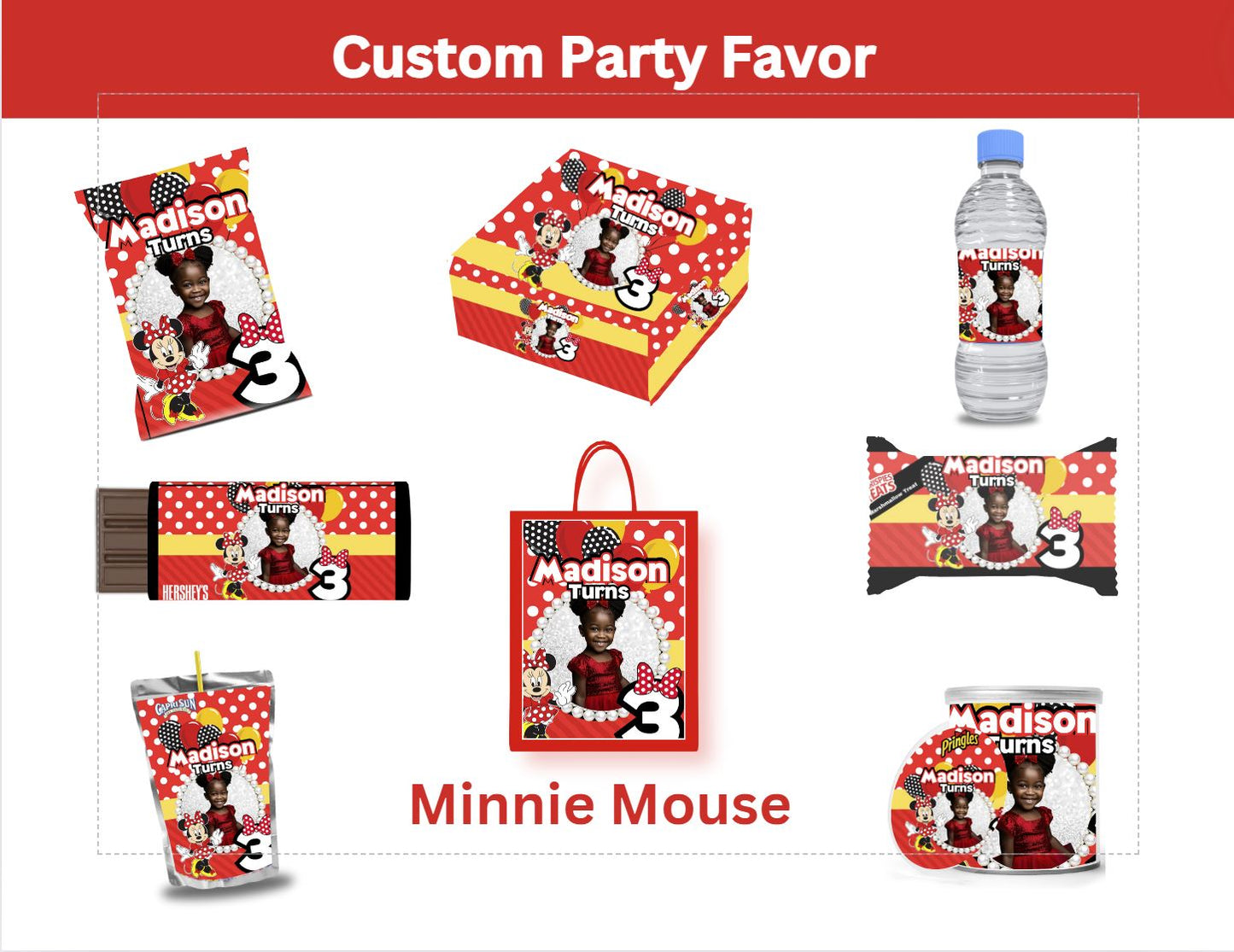 Miss Mouse Editable,  Party Favor Template (DIGITAL)