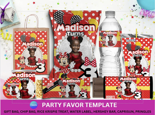 Miss Mouse Editable,  Party Favor Template (DIGITAL)